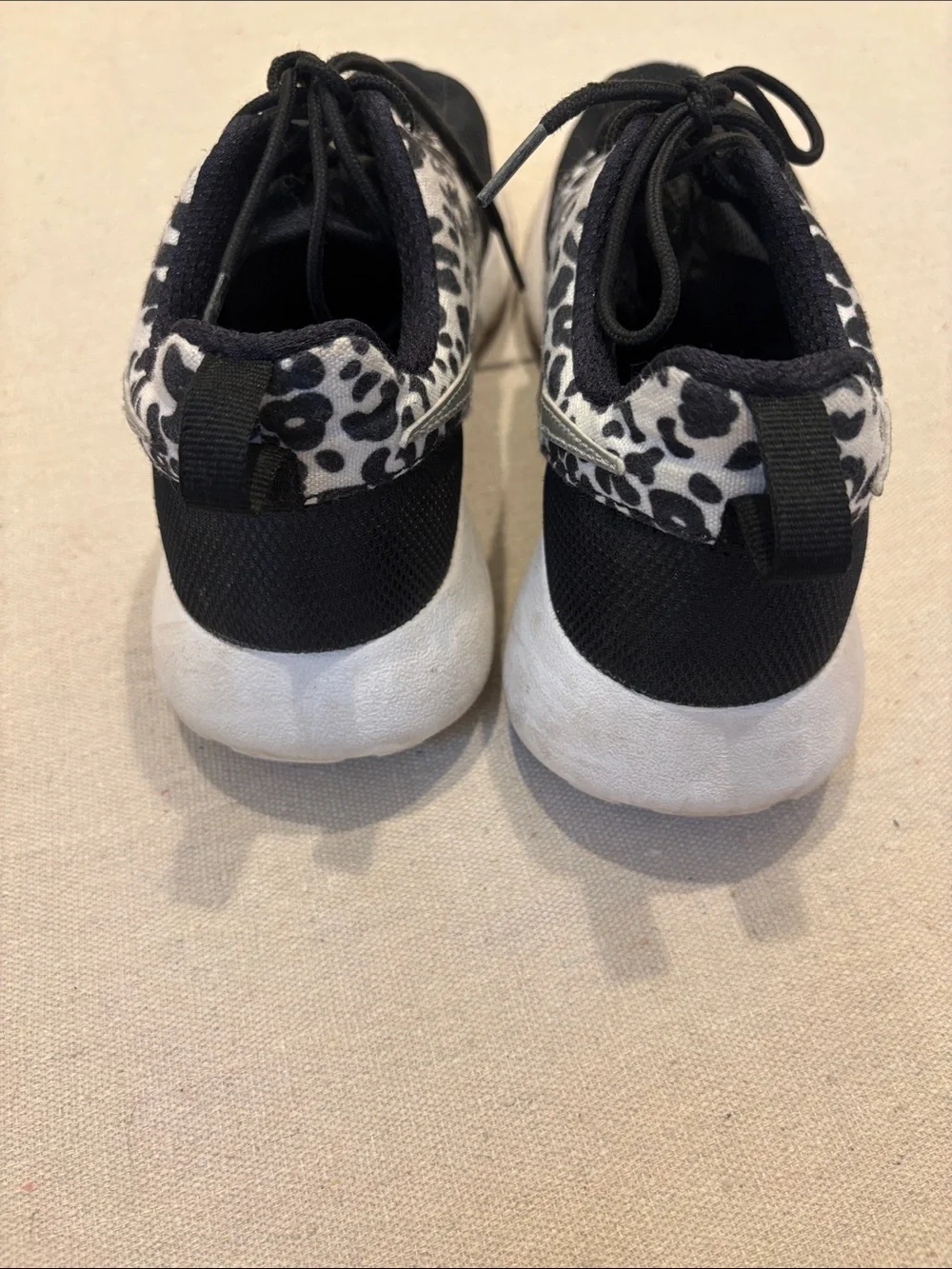 Nike Youth Black and White Leopard-Accent Sneakers